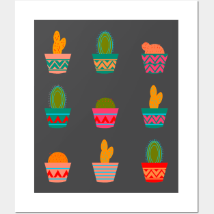 Neon potted cacti Posters and Art